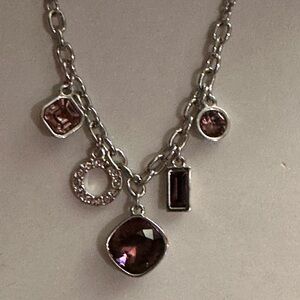 Touchstone Crystal Happy Days Necklace -Silver and Purple